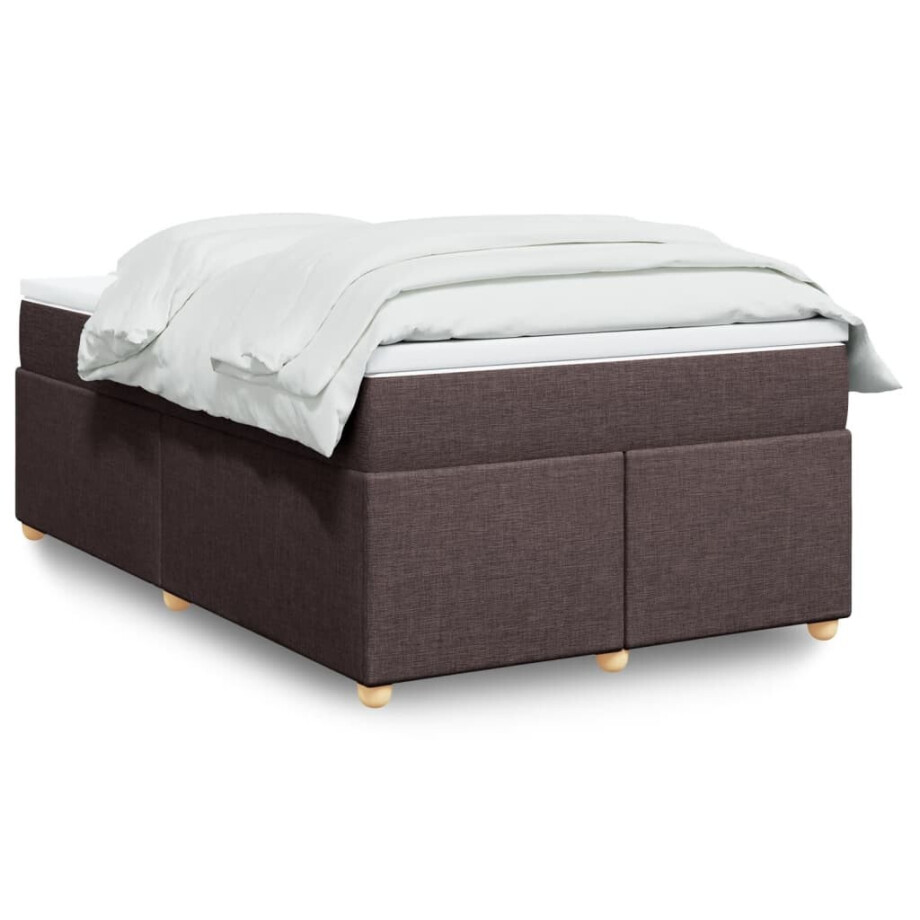 vidaXL Boxspring met matras stof donkerbruin 120x190 cm vidaXL Boxspring met matras stof donkerbruin 120x190 cm afbeelding 1