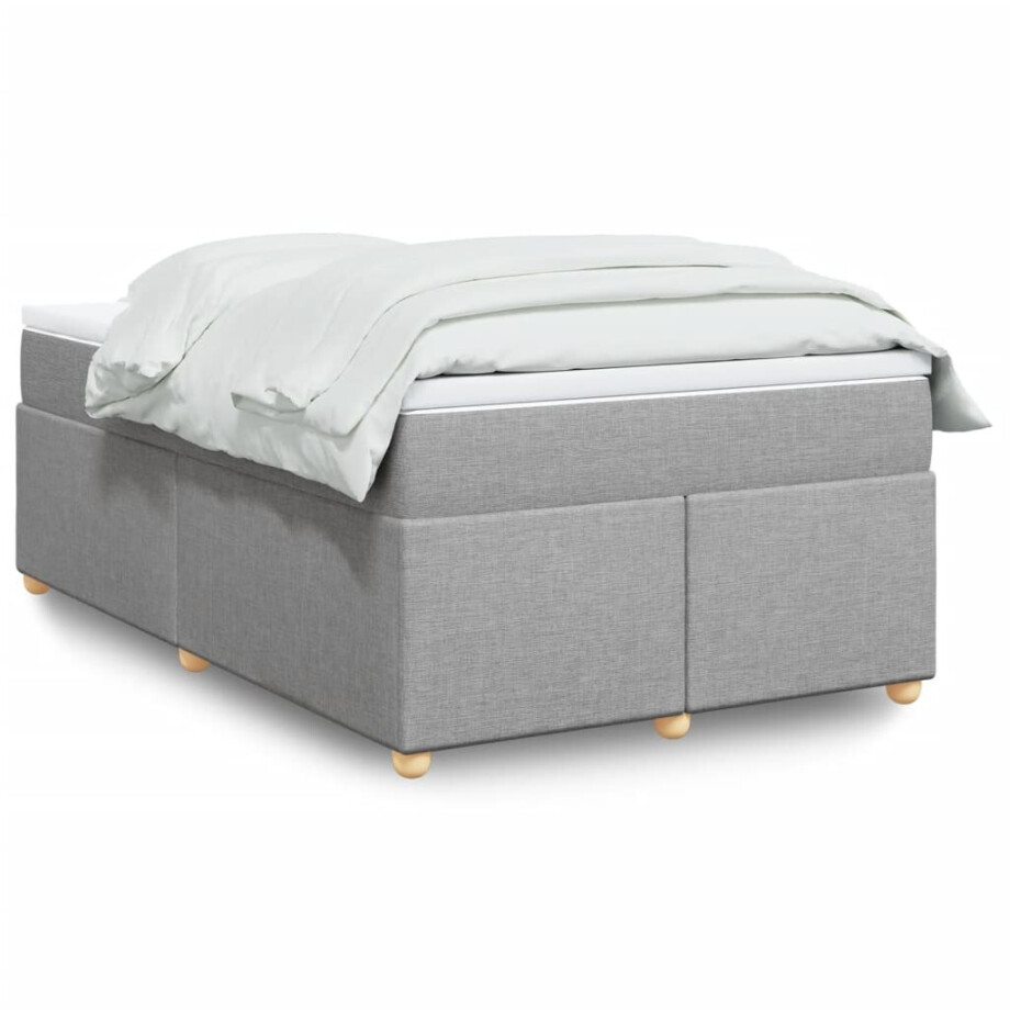 vidaXL Boxspring met matras stof lichtgrijs 120x200 cm vidaXL Boxspring met matras stof lichtgrijs 120x200 cm afbeelding 1
