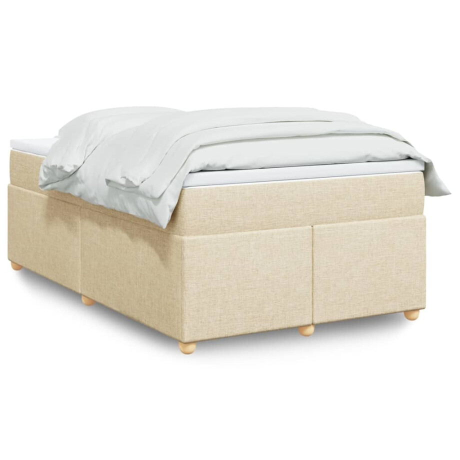 vidaXL Boxspring met matras stof crèmekleurig 120x200 cm vidaXL Boxspring met matras stof crèmekleurig 120x200 cm afbeelding 1