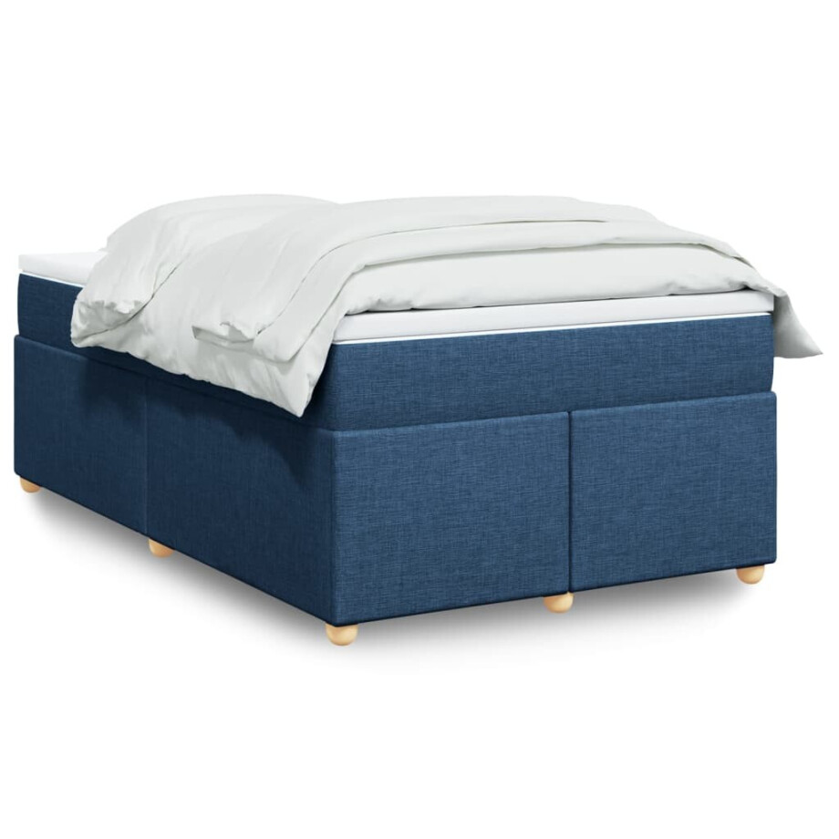 vidaXL Boxspring met matras stof blauw 120x200 cm vidaXL Boxspring met matras stof blauw 120x200 cm afbeelding 1