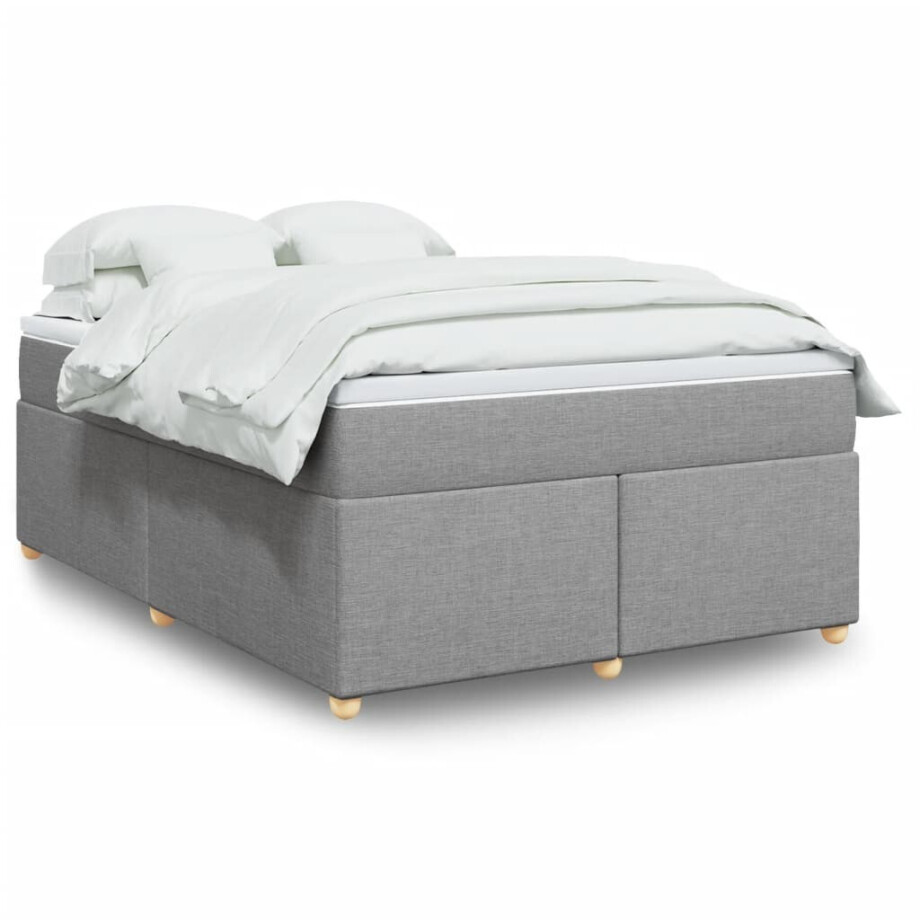 vidaXL Boxspring met matras stof lichtgrijs 140x200 cm vidaXL Boxspring met matras stof lichtgrijs 140x200 cm afbeelding 1