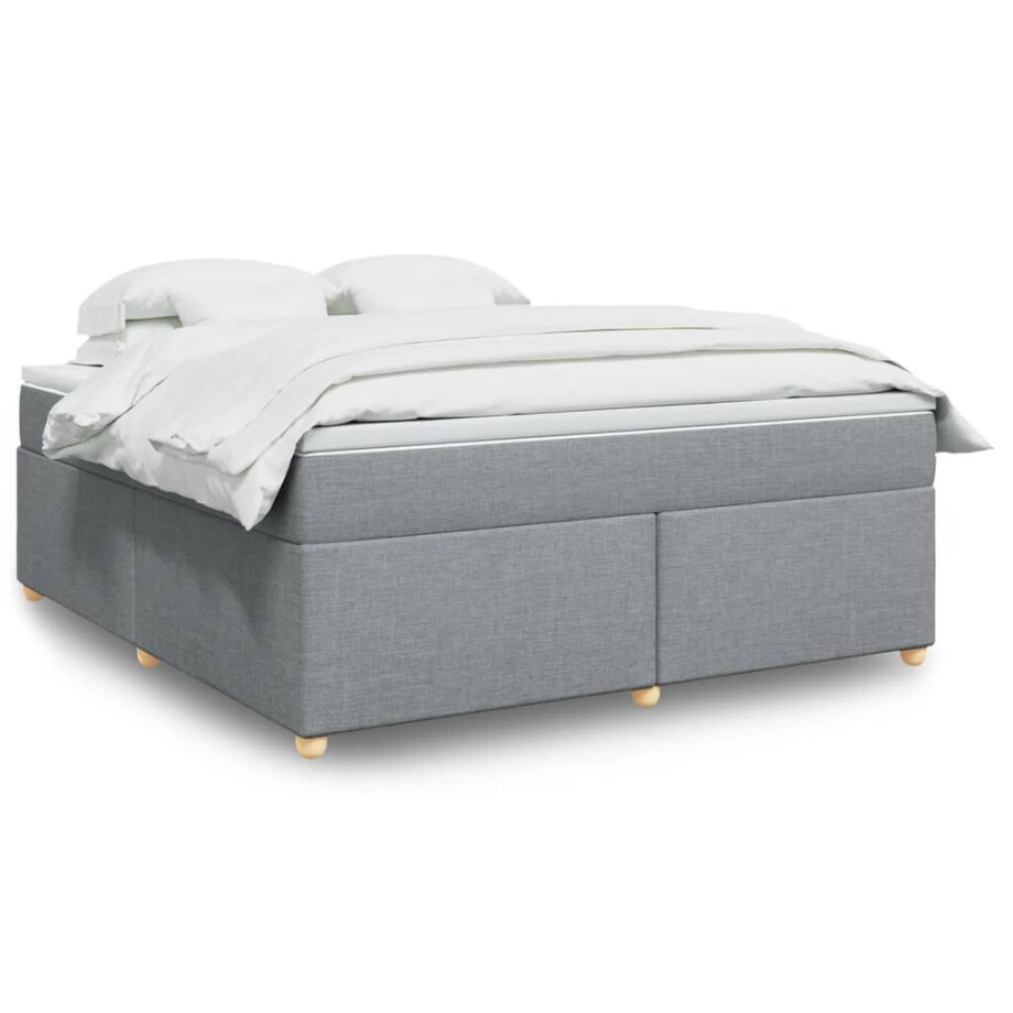 vidaXL Boxspring met matras stof lichtgrijs 180x200 cm vidaXL Boxspring met matras stof lichtgrijs 180x200 cm afbeelding 1