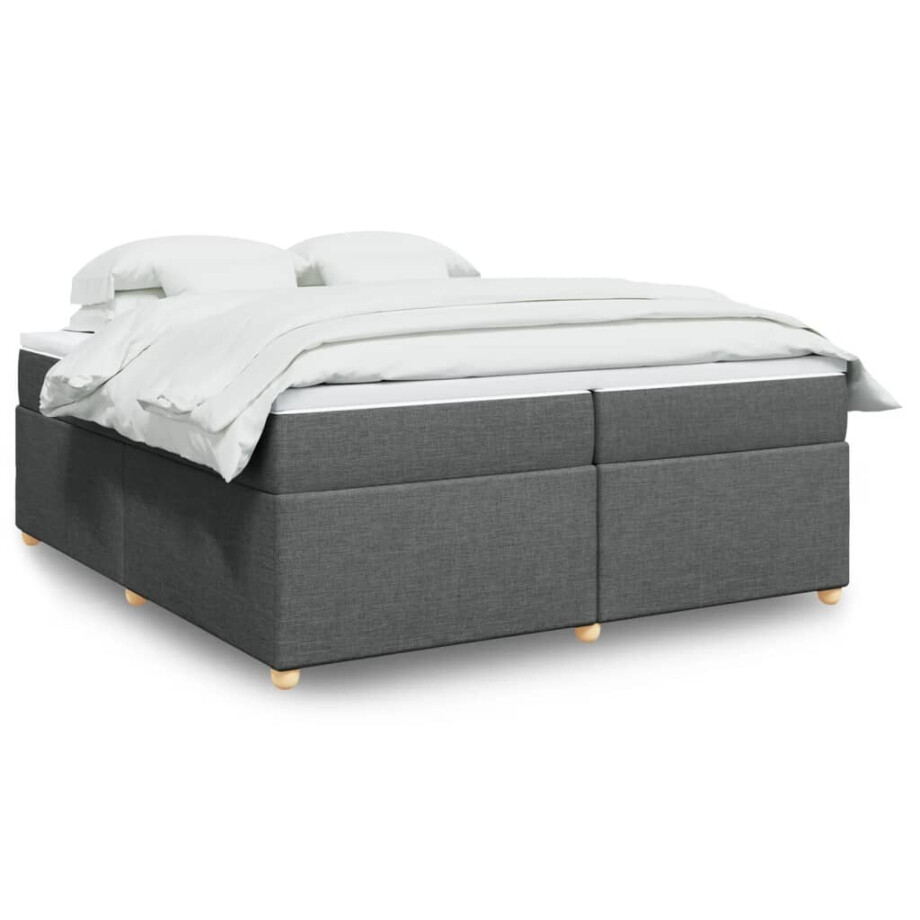 vidaXL Boxspring met matras stof donkergrijs 200x200 cm vidaXL Boxspring met matras stof donkergrijs 200x200 cm afbeelding 1