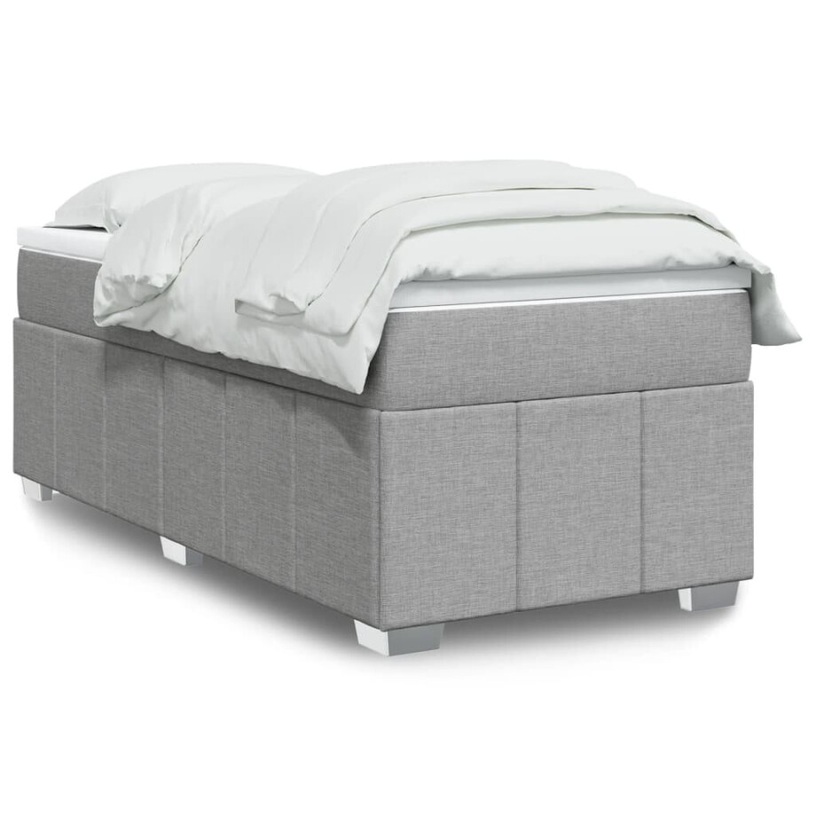 vidaXL Boxspring met matras stof lichtgrijs 80x200 cm vidaXL Boxspring met matras stof lichtgrijs 80x200 cm afbeelding 1