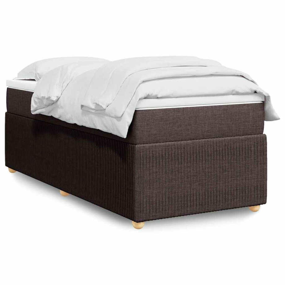 vidaXL Boxspring met matras stof donkerbruin 100x200 cm afbeelding 1
