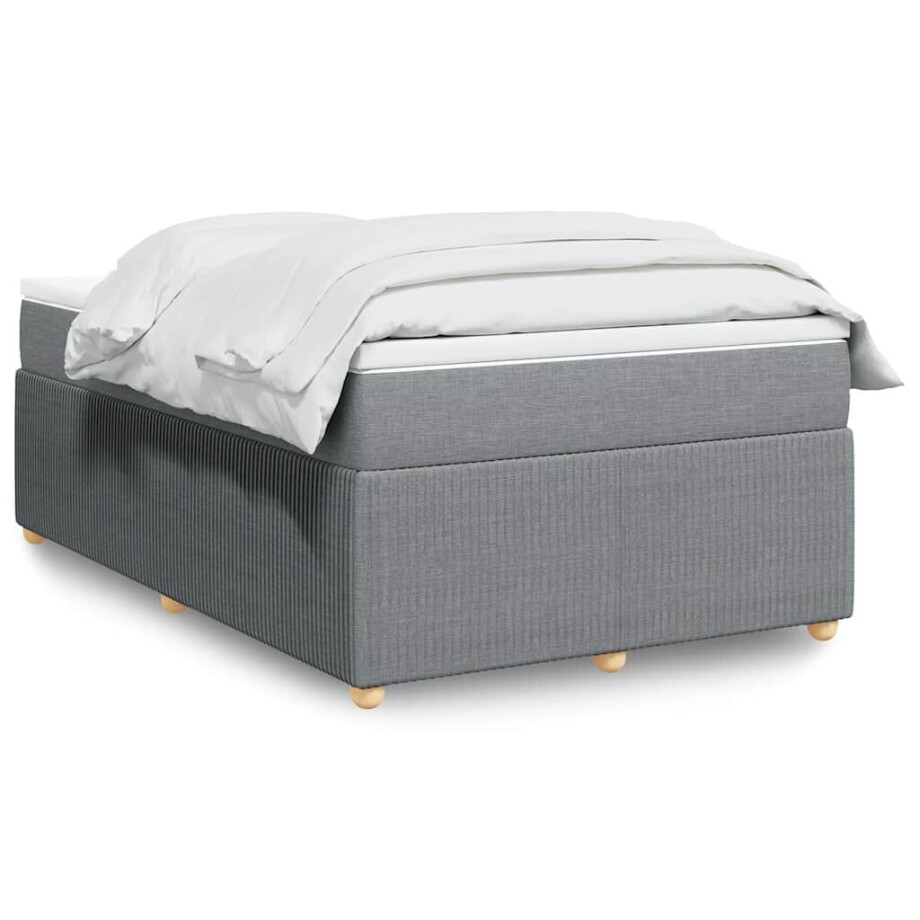 vidaXL Boxspring met matras stof lichtgrijs 120x190 cm afbeelding 1