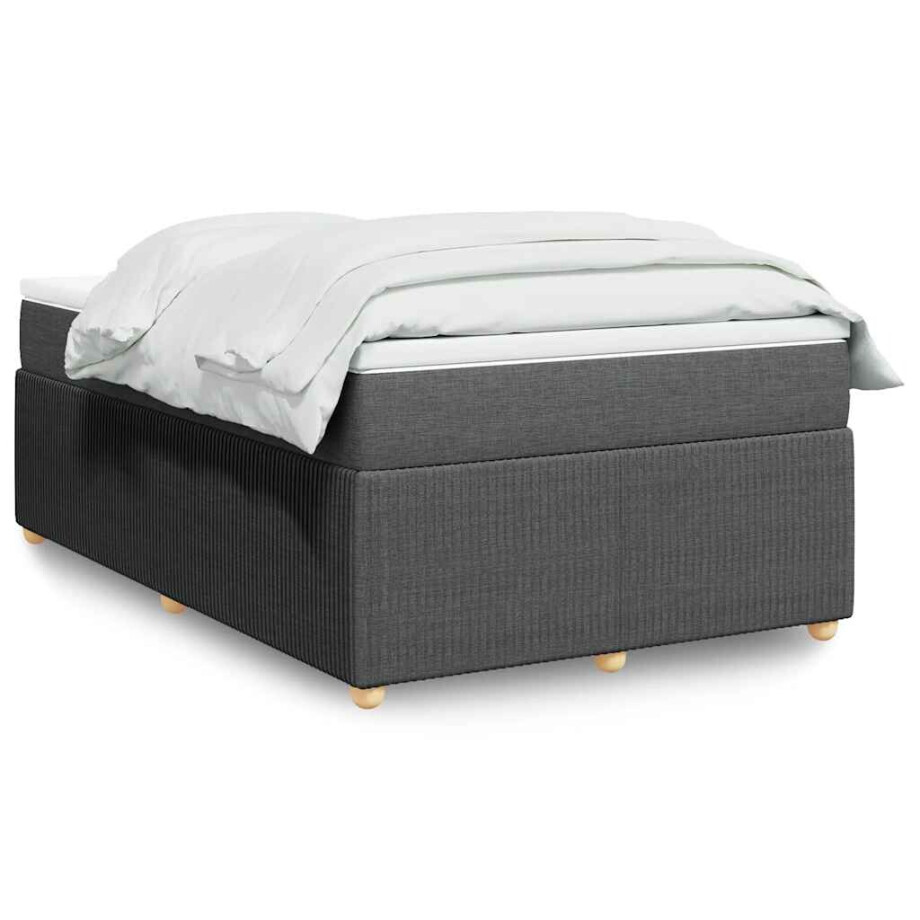 vidaXL Boxspring met matras stof donkergrijs 120x200 cm afbeelding 1
