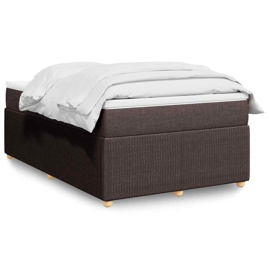 vidaXL Boxspring met matras stof donkerbruin 120x200 cm afbeelding 1