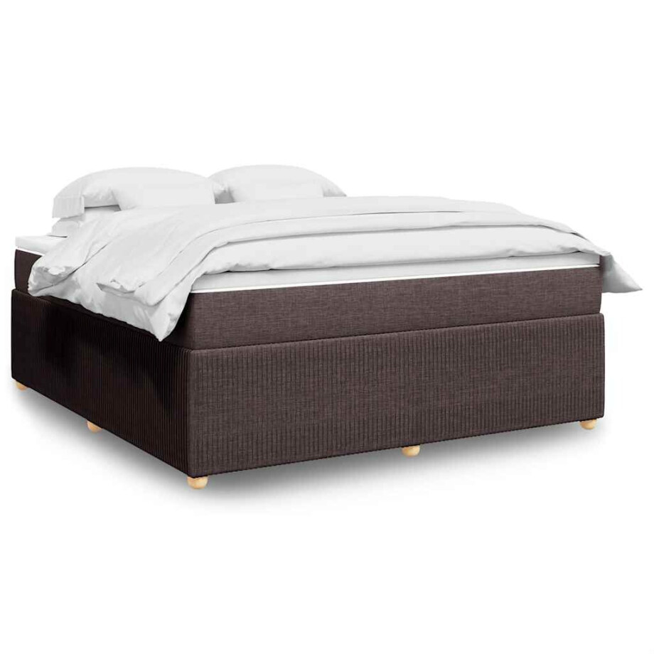 vidaXL Boxspring met matras stof donkerbruin 180x200 cm afbeelding 1