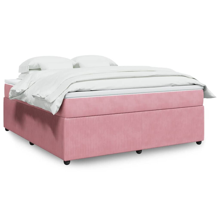 vidaXL Boxspring met matras fluweel roze 180x200 cm vidaXL Boxspring met matras fluweel roze 180x200 cm afbeelding 1