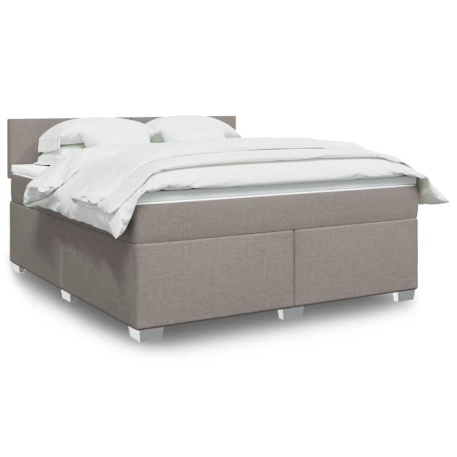 vidaXL Boxspring met matras stof taupe 180x200 cm vidaXL Boxspring met matras stof taupe 180x200 cm afbeelding 1