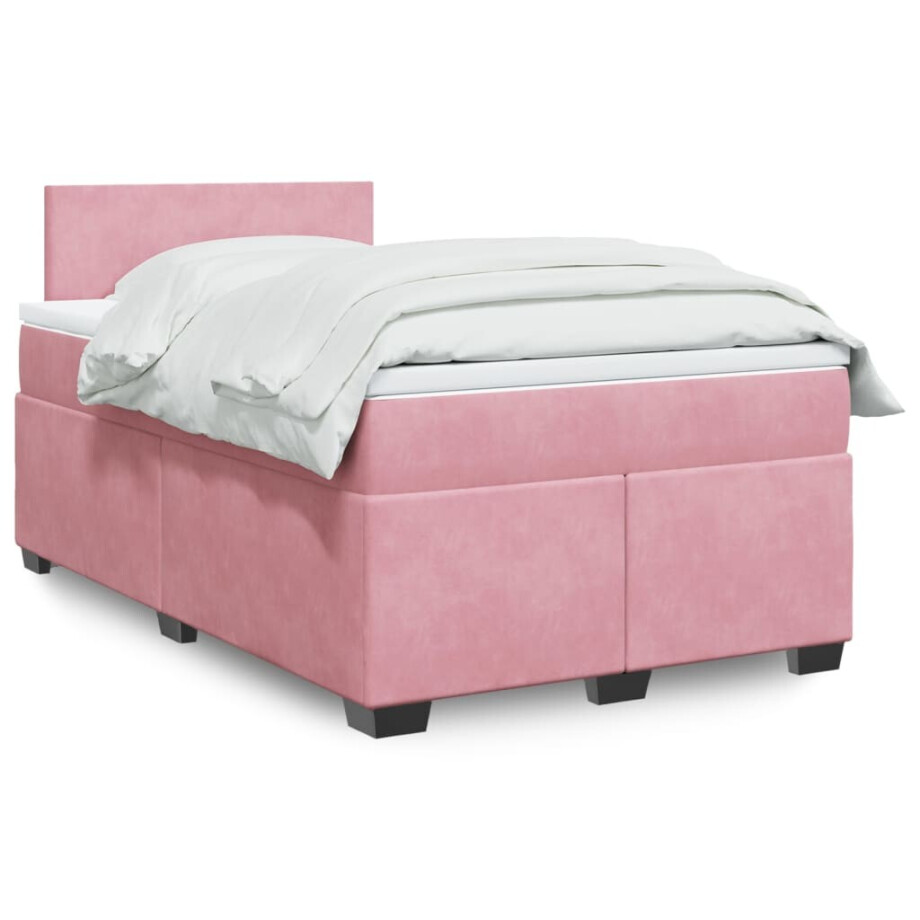 vidaXL Boxspring met matras fluweel roze 120x200 cm vidaXL Boxspring met matras fluweel roze 120x200 cm afbeelding 1