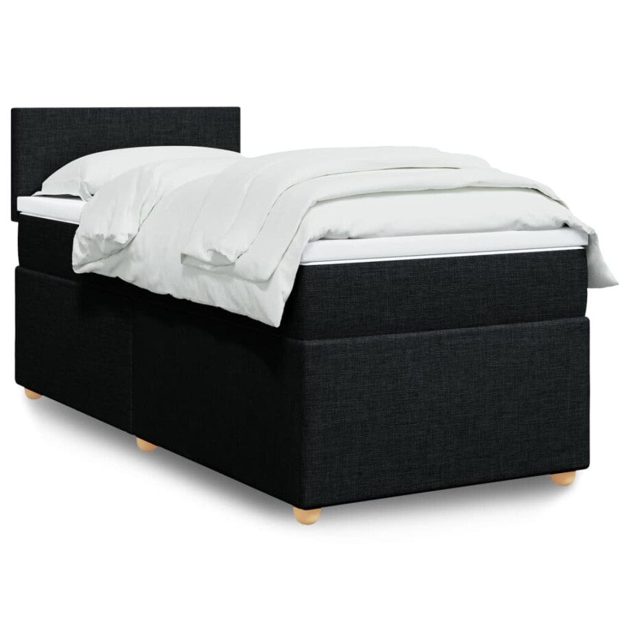vidaXL Boxspring met matras stof zwart 90x190 cm vidaXL Boxspring met matras stof zwart 90x190 cm afbeelding 1