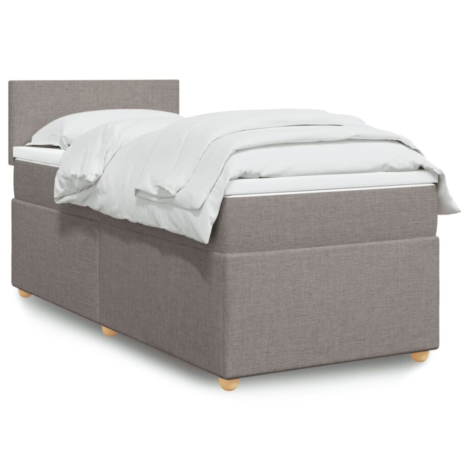 vidaXL Boxspring met matras stof taupe 90x190 cm afbeelding 1