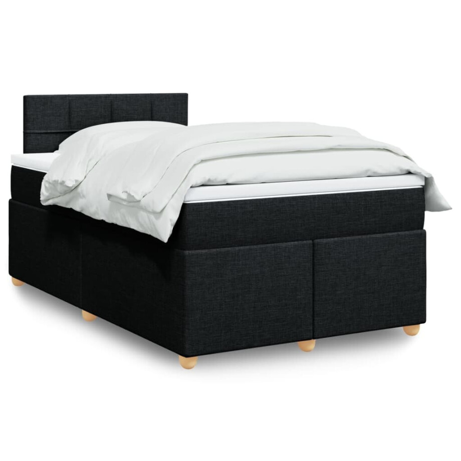 vidaXL Boxspring met matras stof zwart 120x190 cm vidaXL Boxspring met matras stof zwart 120x190 cm afbeelding 1