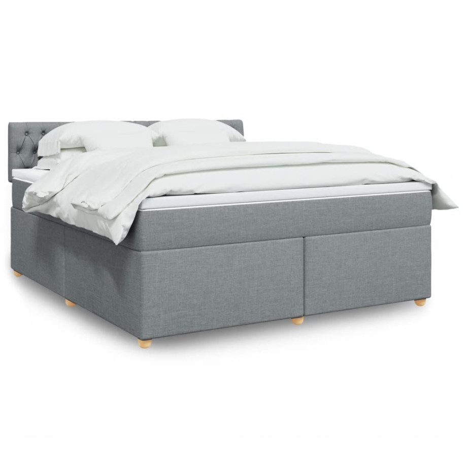 vidaXL Boxspring met matras stof lichtgrijs 180x200 cm afbeelding 1