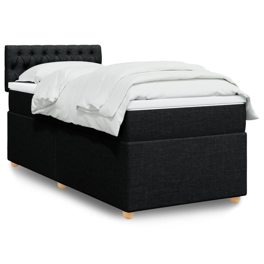 vidaXL Boxspring met matras stof zwart Single (alleen AU) afbeelding 1