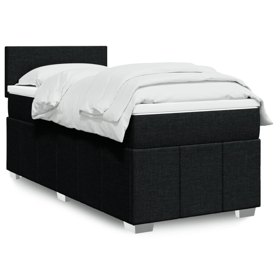 vidaXL Boxspring met matras stof zwart 90x190 cm vidaXL Boxspring met matras stof zwart 90x190 cm afbeelding 1
