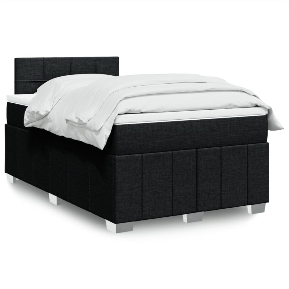 vidaXL Boxspring met matras stof zwart 120x190 cm vidaXL Boxspring met matras stof zwart 120x190 cm afbeelding 1