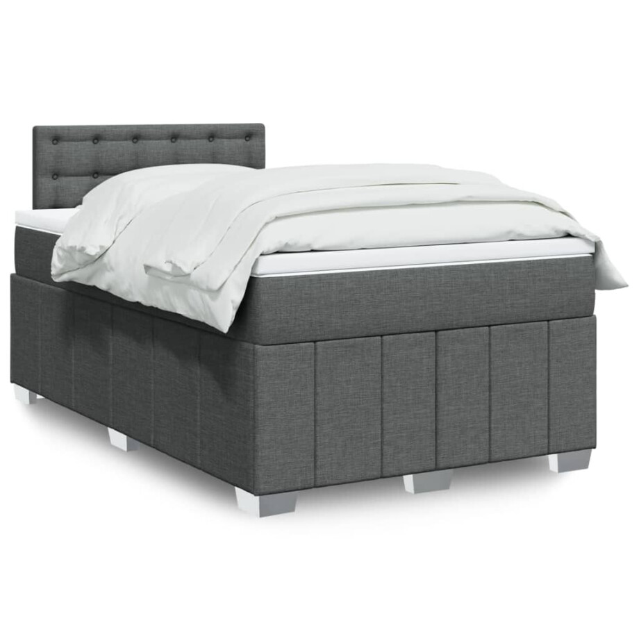 vidaXL Boxspring met matras stof donkergrijs 120x190 cm vidaXL Boxspring met matras stof donkergrijs 120x190 cm afbeelding 1