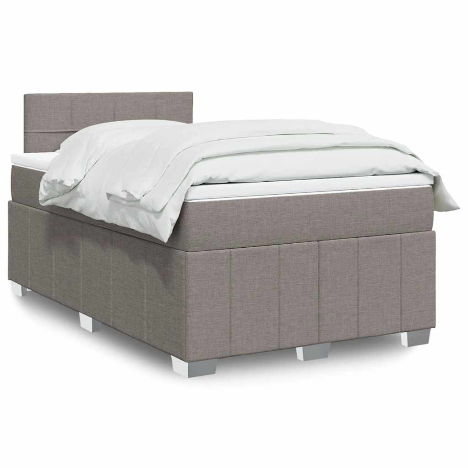 vidaXL Boxspring met matras stof taupe 120x200 cm vidaXL Boxspring met matras stof taupe 120x200 cm afbeelding 1