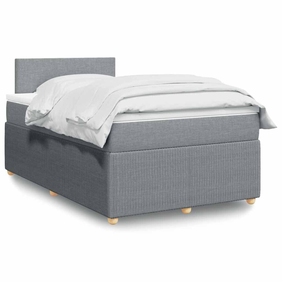 vidaXL Boxspring met matras stof lichtgrijs 120x190 cm vidaXL Boxspring met matras stof lichtgrijs 120x190 cm afbeelding 1