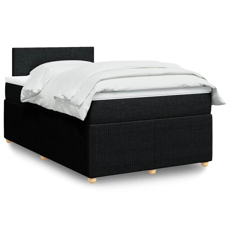 vidaXL Boxspring met matras stof zwart 120x190 cm vidaXL Boxspring met matras stof zwart 120x190 cm afbeelding 1