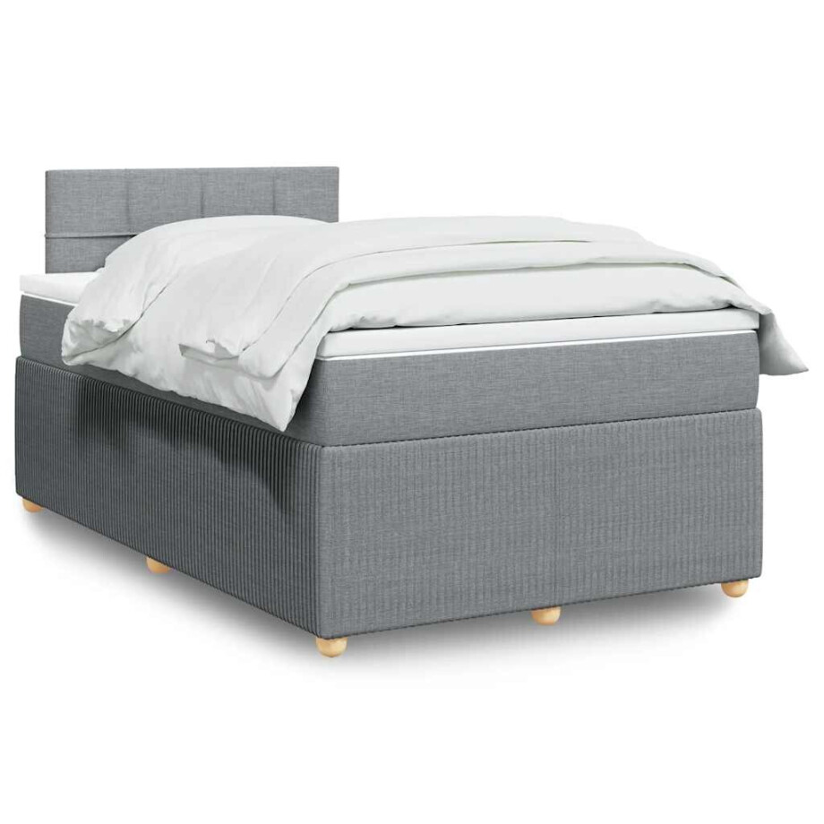 vidaXL Boxspring met matras stof lichtgrijs 120x190 cm afbeelding 1