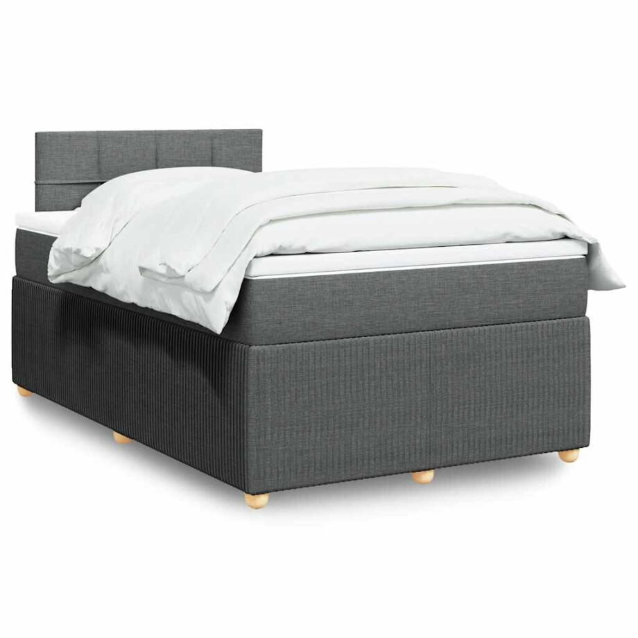vidaXL Boxspring met matras stof donkergrijs 120x190 cm vidaXL Boxspring met matras stof donkergrijs 120x190 cm afbeelding 1