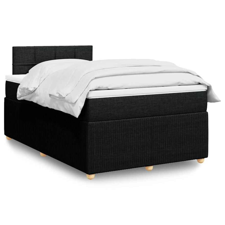 vidaXL Boxspring met matras stof zwart 120x190 cm vidaXL Boxspring met matras stof zwart 120x190 cm afbeelding 1