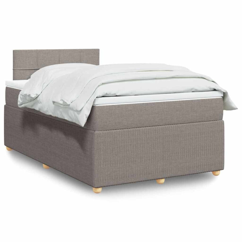 vidaXL Boxspring met matras stof taupe 120x190 cm vidaXL Boxspring met matras stof taupe 120x190 cm afbeelding 1