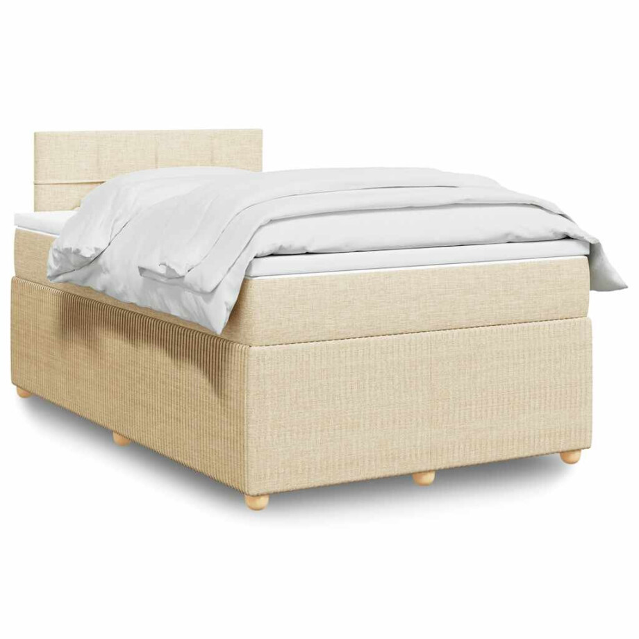 vidaXL Boxspring met matras stof crèmekleurig 120x190 cm vidaXL Boxspring met matras stof crèmekleurig 120x190 cm afbeelding 1