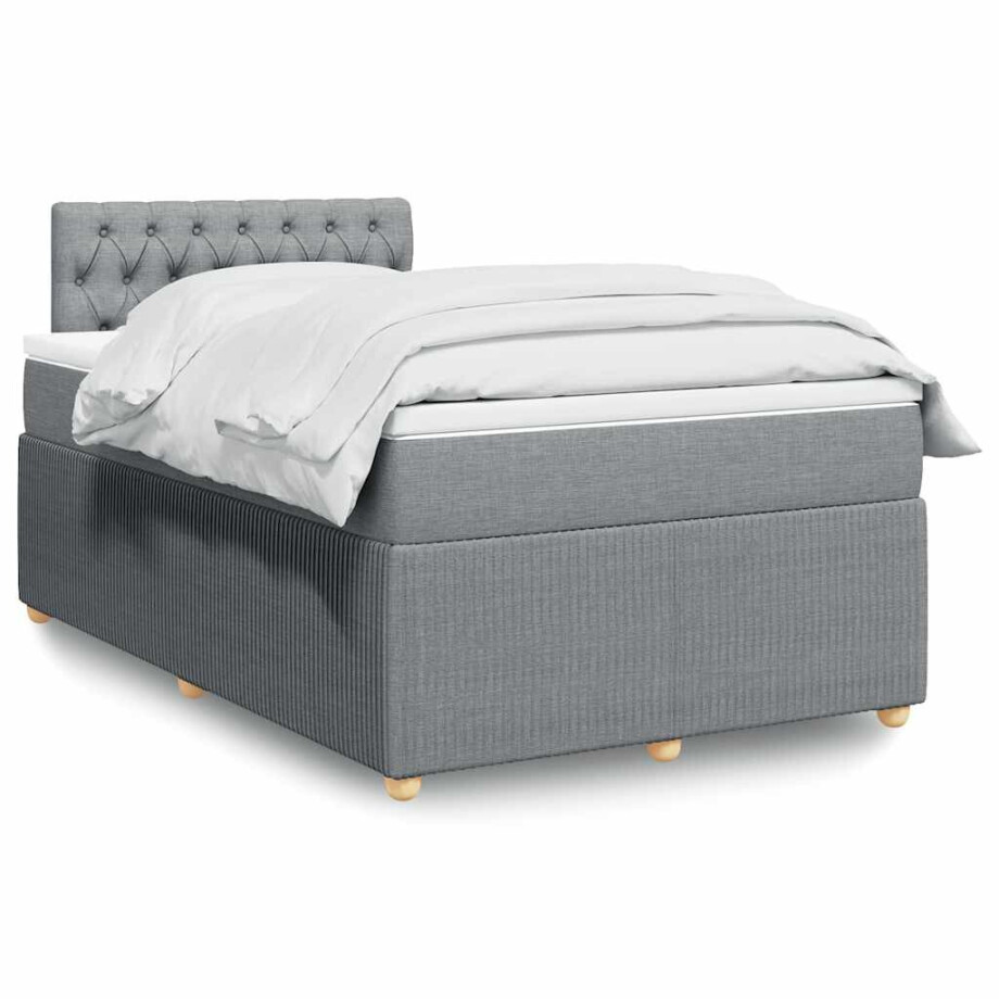 vidaXL Boxspring met matras stof lichtgrijs 120x190 cm vidaXL Boxspring met matras stof lichtgrijs 120x190 cm afbeelding 1
