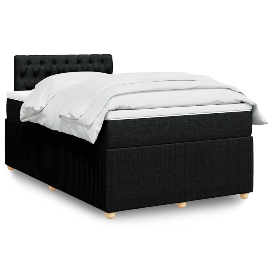 vidaXL Boxspring met matras stof zwart 120x190 cm vidaXL Boxspring met matras stof zwart 120x190 cm afbeelding 1