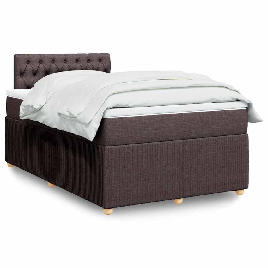 vidaXL Boxspring met matras stof donkerbruin 120x190 cm vidaXL Boxspring met matras stof donkerbruin 120x190 cm afbeelding 1