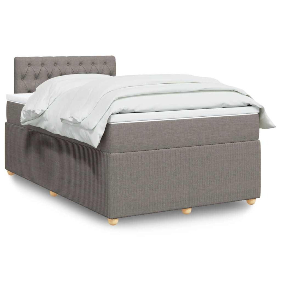 vidaXL Boxspring met matras stof taupe 120x190 cm vidaXL Boxspring met matras stof taupe 120x190 cm afbeelding 1