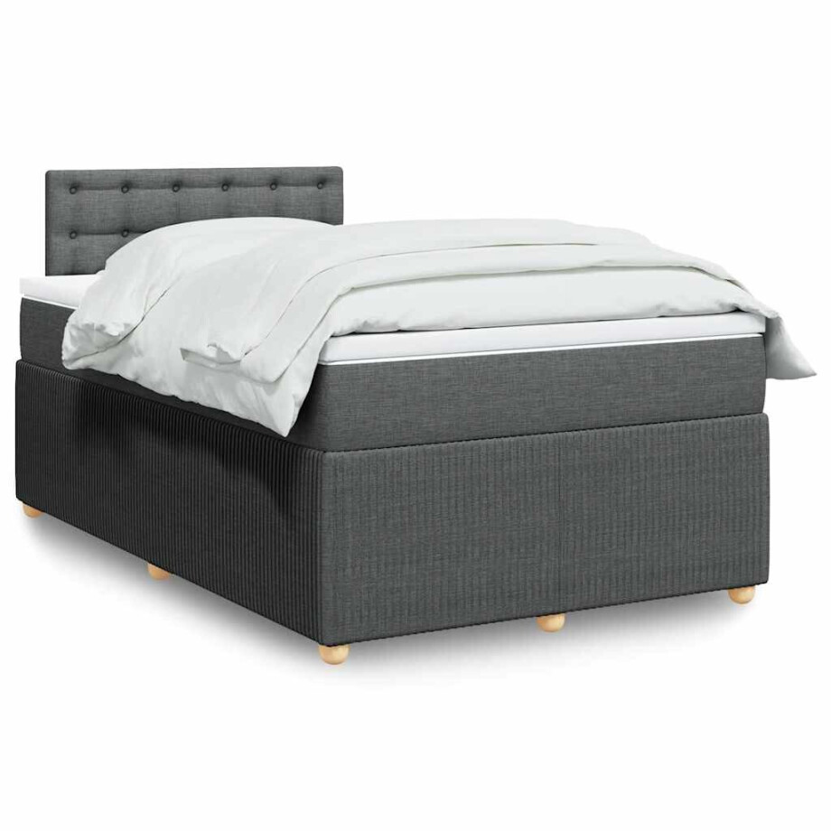 vidaXL Boxspring met matras stof donkergrijs 120x190 cm vidaXL Boxspring met matras stof donkergrijs 120x190 cm afbeelding 1