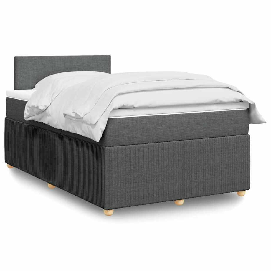 vidaXL Boxspring met matras stof donkergrijs 120x200 cm afbeelding 1