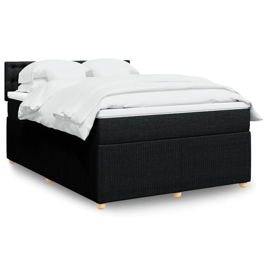 vidaXL Boxspring met matras stof zwart 140x190 cm vidaXL Boxspring met matras stof zwart 140x190 cm afbeelding 1