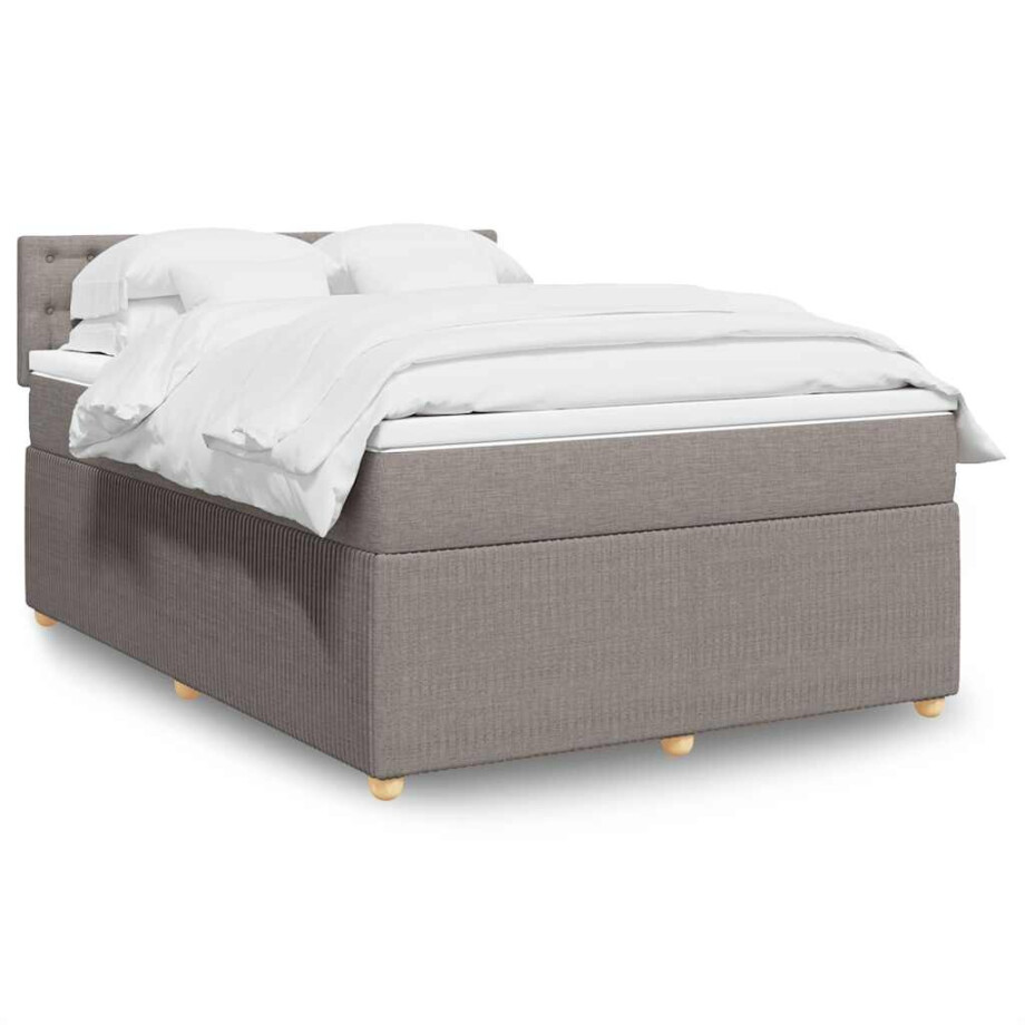 vidaXL Boxspring met matras stof taupe 140x190 cm vidaXL Boxspring met matras stof taupe 140x190 cm afbeelding 1