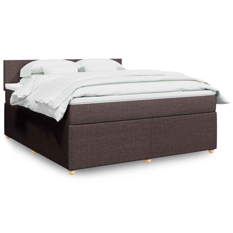 vidaXL Boxspring met matras stof donkerbruin 180x200 cm vidaXL Boxspring met matras stof donkerbruin 180x200 cm afbeelding 1