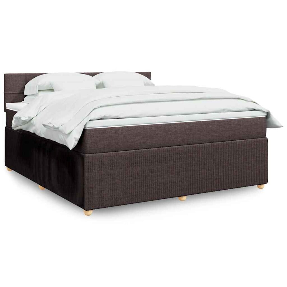 vidaXL Boxspring met matras stof donkerbruin 180x200 cm vidaXL Boxspring met matras stof donkerbruin 180x200 cm afbeelding 1