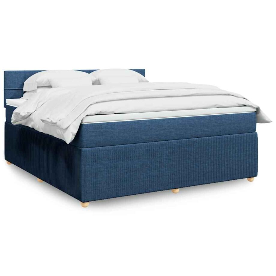vidaXL Boxspring met matras stof blauw 180x200 cm vidaXL Boxspring met matras stof blauw 180x200 cm afbeelding 1