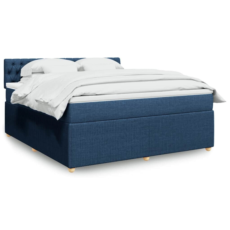 vidaXL Boxspring met matras stof blauw 180x200 cm vidaXL Boxspring met matras stof blauw 180x200 cm afbeelding 1
