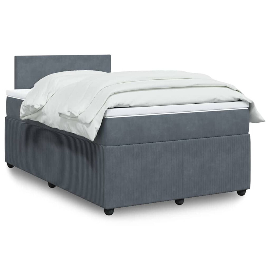 vidaXL Boxspring met matras fluweel donkergrijs 120x200 cm afbeelding 1