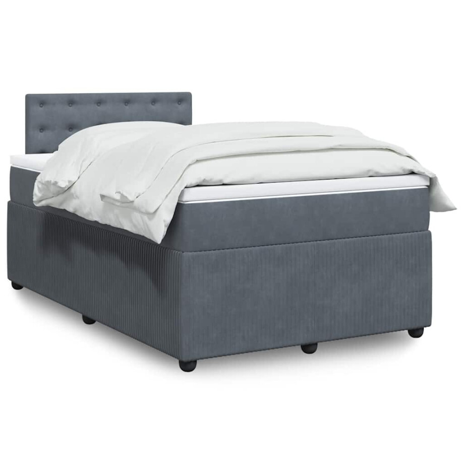 vidaXL Boxspring met matras fluweel donkergrijs 120x200 cm vidaXL Boxspring met matras fluweel donkergrijs 120x200 cm afbeelding 1