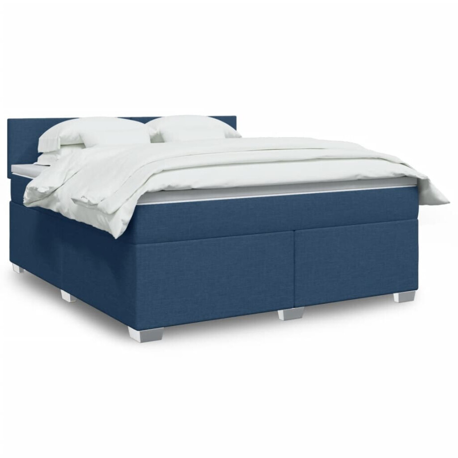 vidaXL Boxspring met matras stof blauw 180x200 cm vidaXL Boxspring met matras stof blauw 180x200 cm afbeelding 1