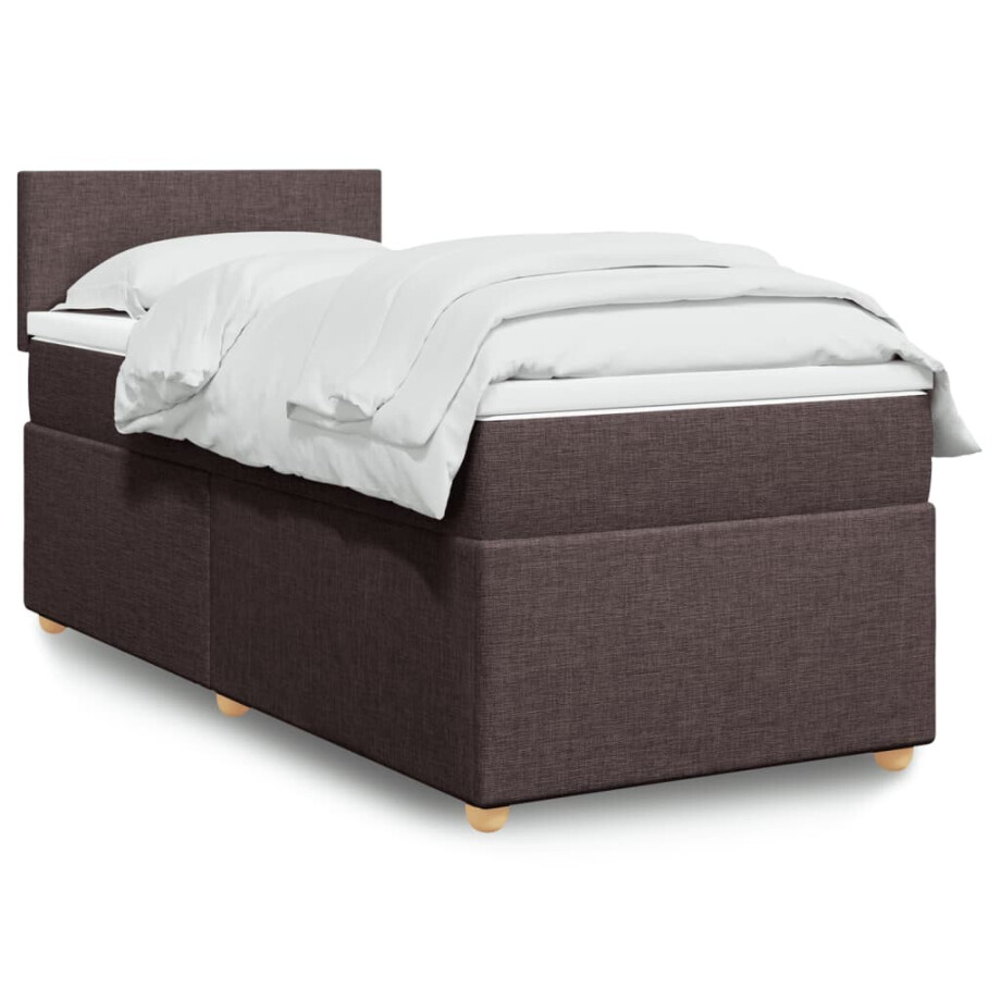 vidaXL Boxspring met matras stof donkerbruin 80x200 cm afbeelding 1