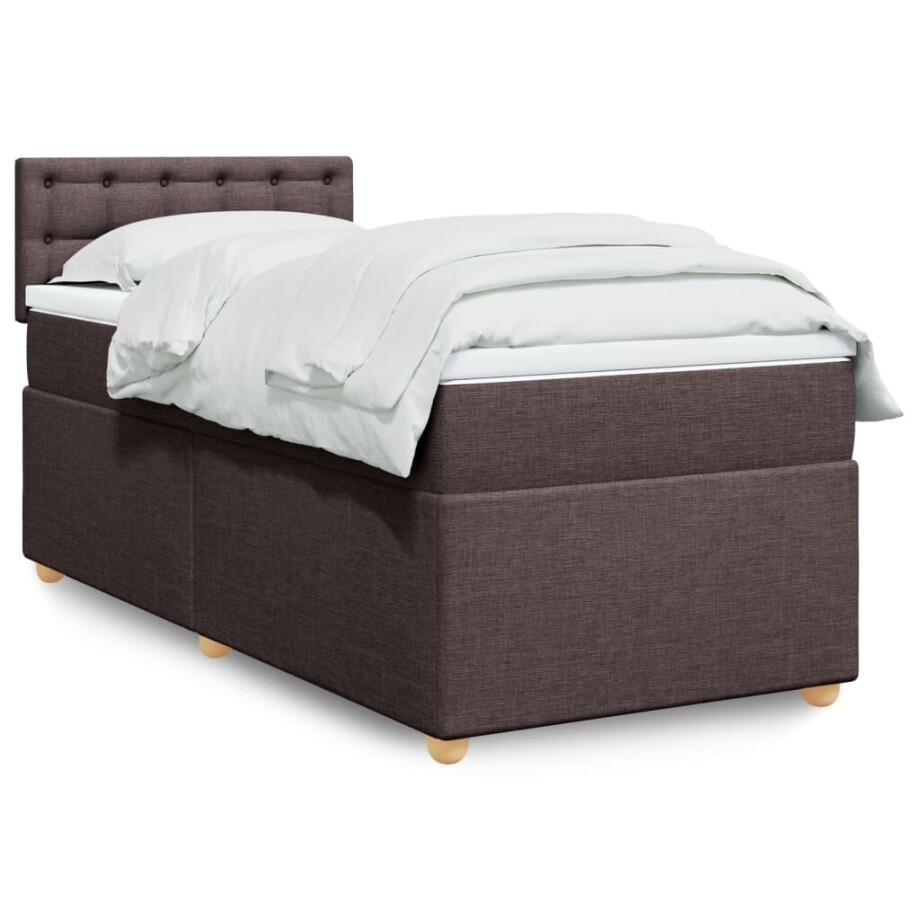 vidaXL Boxspring met matras stof donkerbruin 80x200 cm afbeelding 1