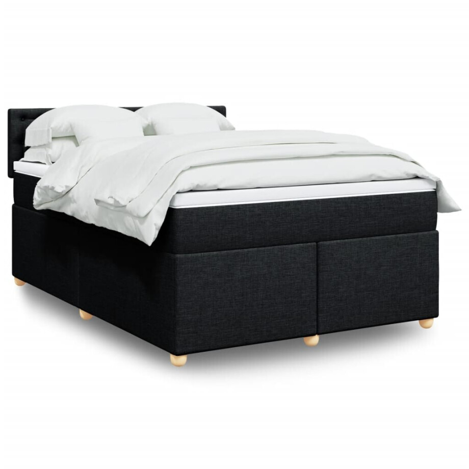vidaXL Boxspring met matras stof zwart 140x200 cm vidaXL Boxspring met matras stof zwart 140x200 cm afbeelding 1